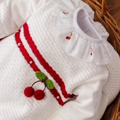  Saída de Maternidade Cerejinha - Branco e Vermelho